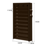 2pcs 10 Tier Shoe Rack Storage Brown