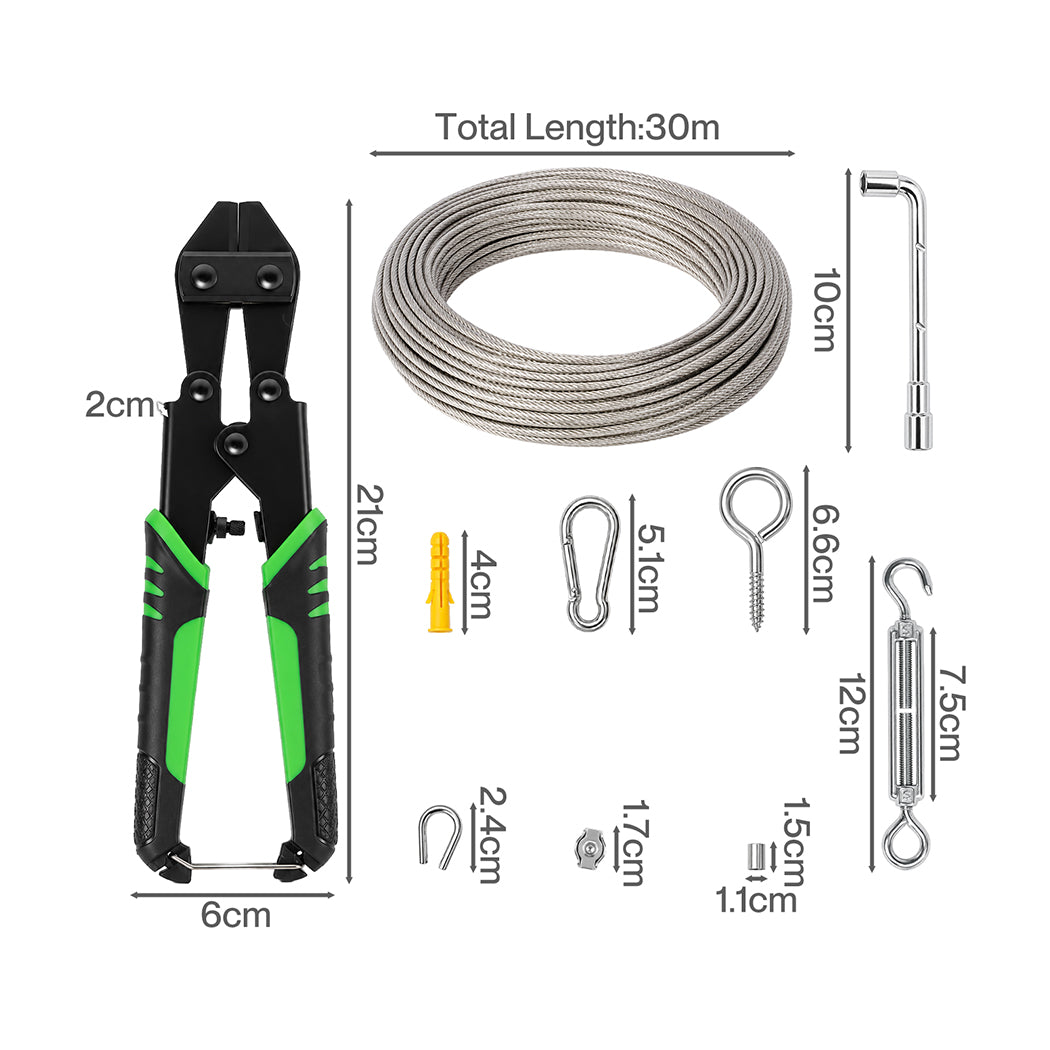 Wire Rope Kit 30M Stainless Steel 7x7cm