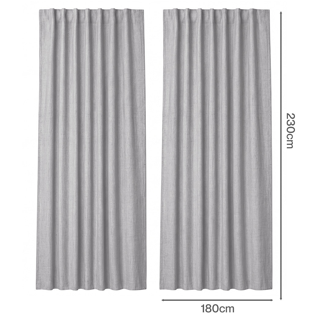 Marlow Blackout Curtains 2 Panels Thermal Linen Look Blockout Drapes 180 x 230cm