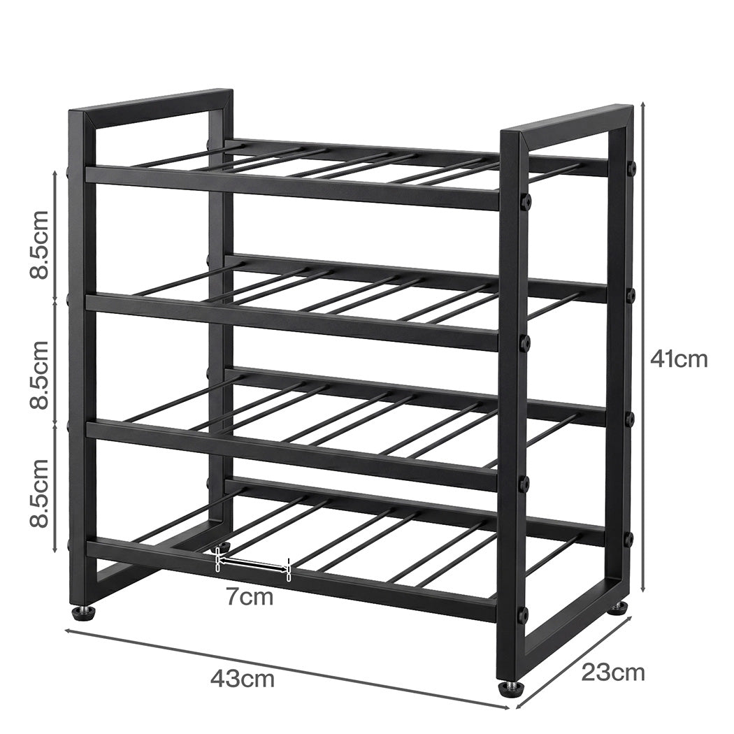 16 Bottle 4-Tier Metal Wine Rack Black | HomeAndLiving - 3