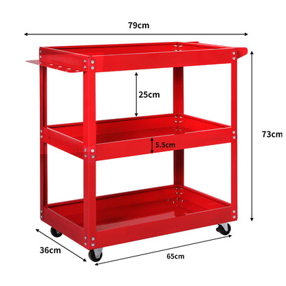 3-Tier Tool Cart Trolley Red