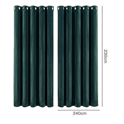Marlow Blackout Curtains 2-Panel Velvet Room Darkening Eyelet Curtains 240x230cm