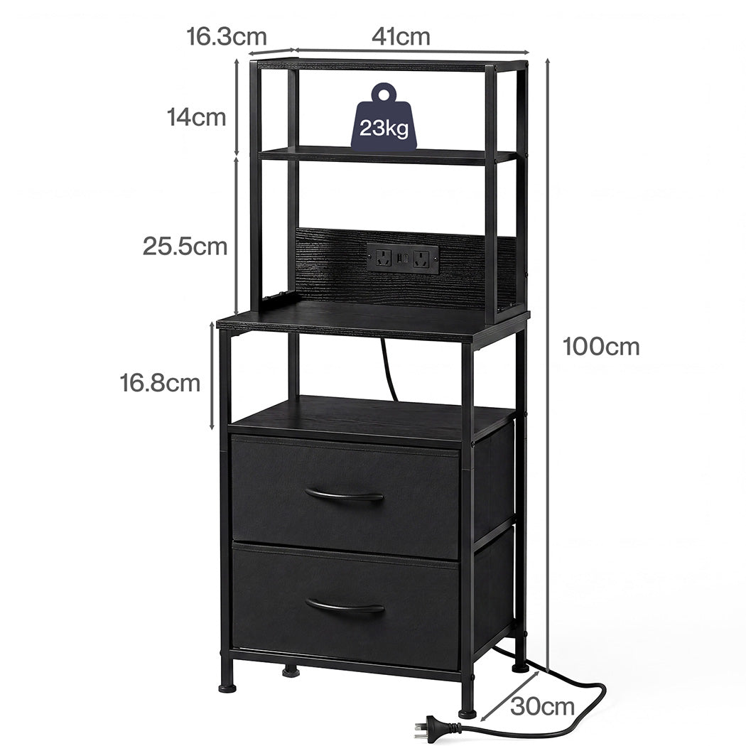 Bedside Table With Charging Station 41x30x100cm