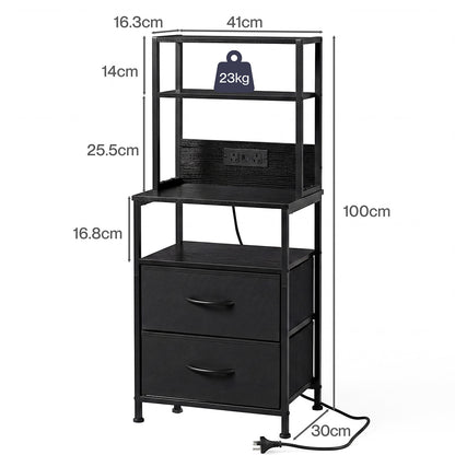 Bedside Table With Charging Station 41x30x100cm