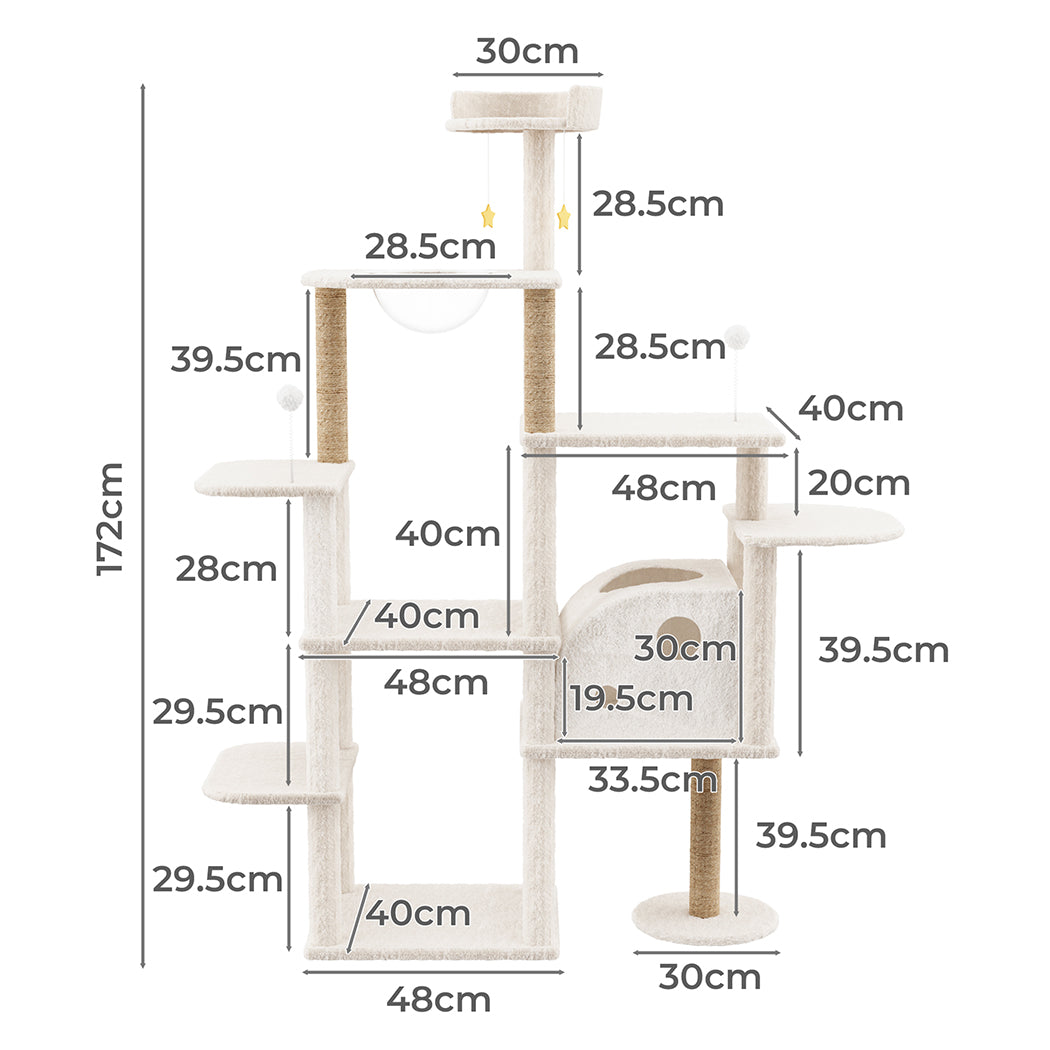 Large Cat Tree Tower 133x49x172cm