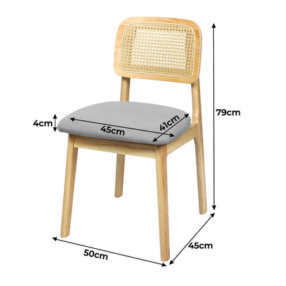 Functional Dining Chair Wood Rattan Armless Natural x6  Premium