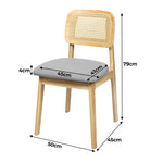 Functional Dining Chair Wood Rattan Armless Natural x6  Premium