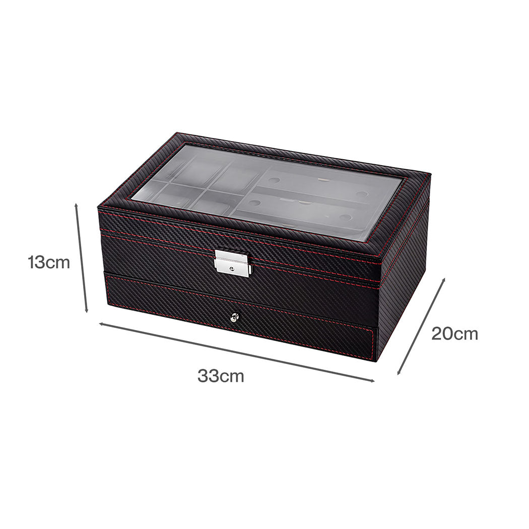 Watch Box 6 Slot Leather Case 33x20x13cm