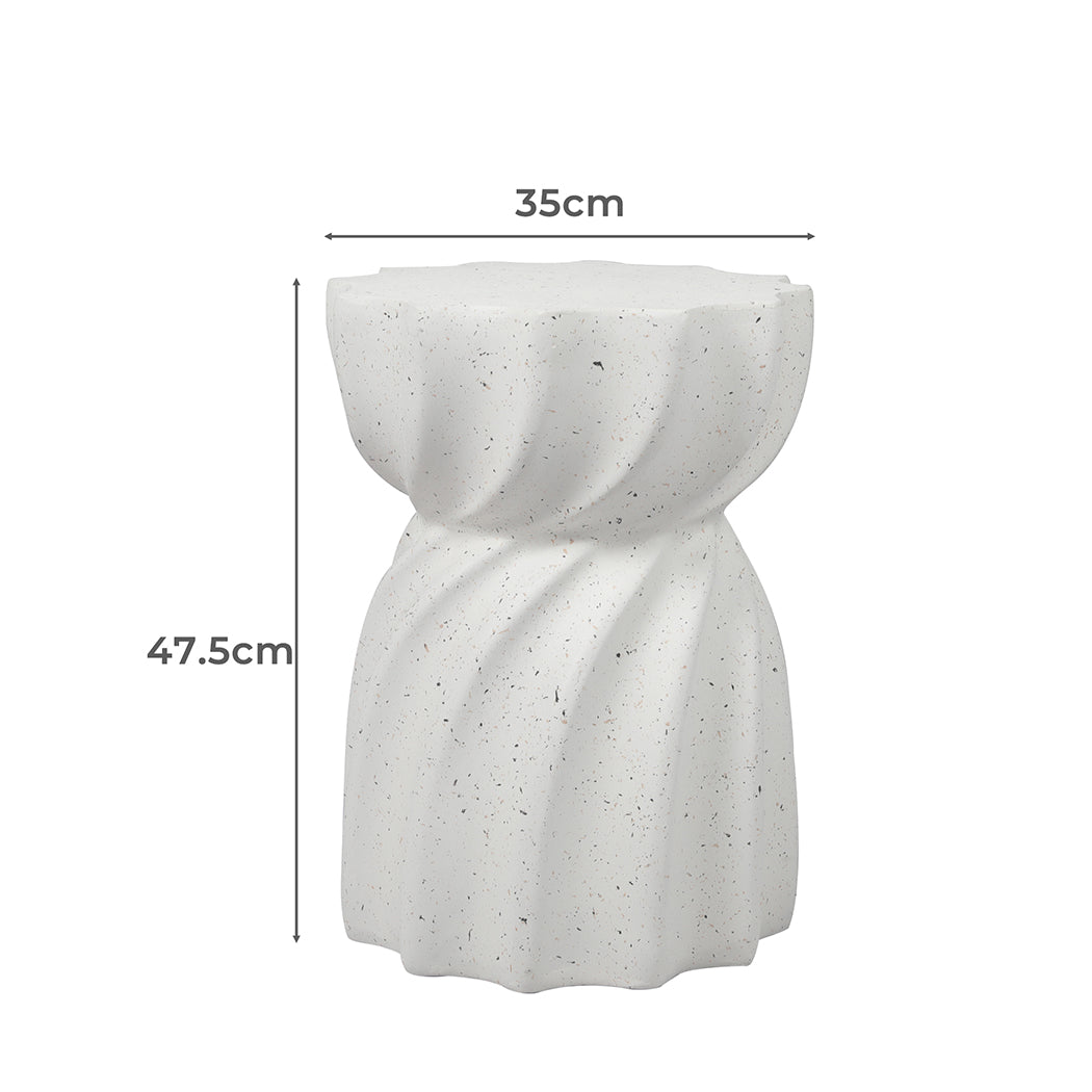 Ergonomic Side Table End Terrazzo Hourglass  Wood Finish Classic