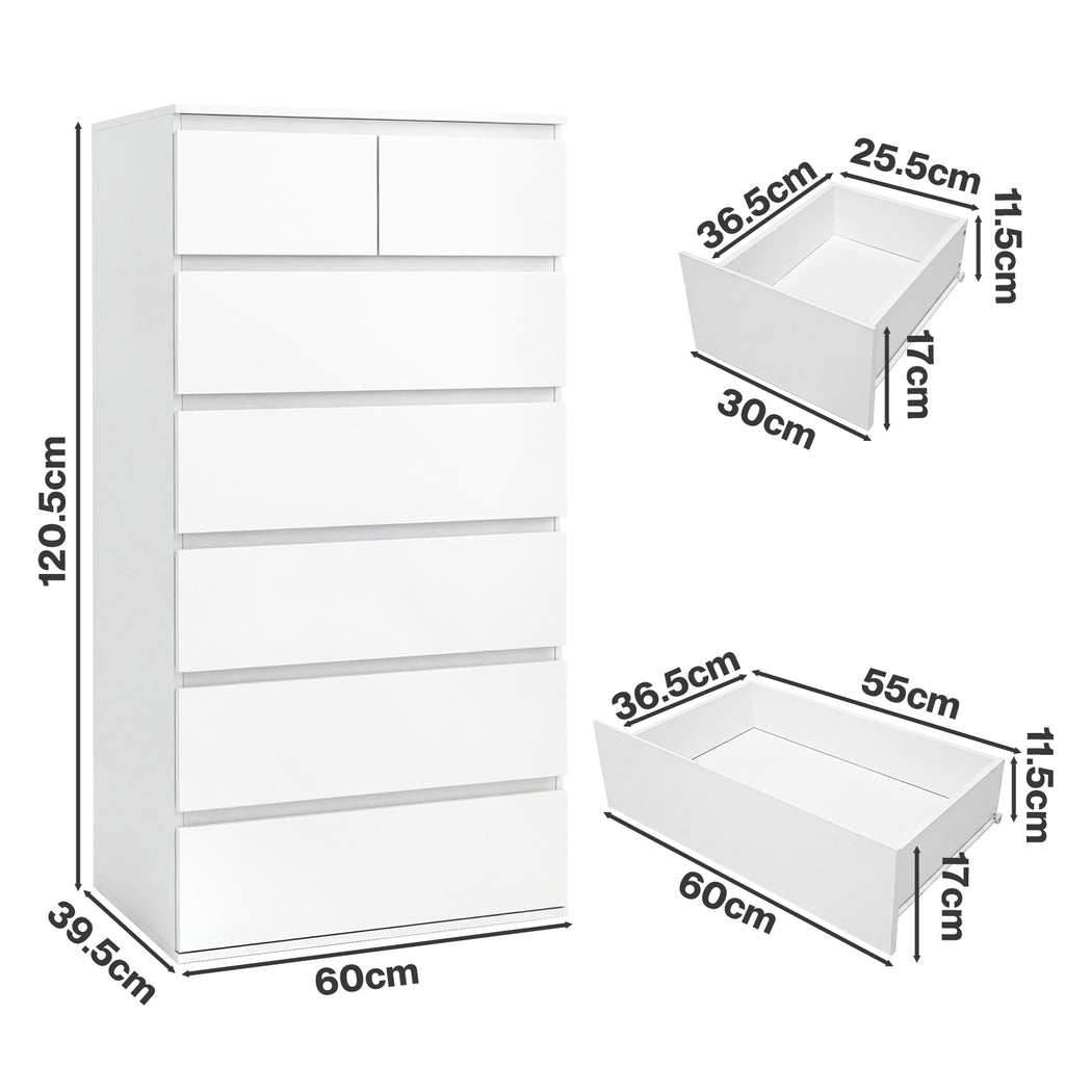 7 Drawer Tallboy Dresser White Storage | HomeAndLiving - 4