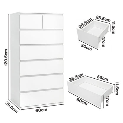 7 Drawer Tallboy Dresser White Storage | HomeAndLiving - 4