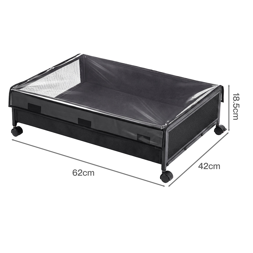 Levede 2Pcs Under Bed Storage Box Wheels Clothes Organizer Dustproof 48L