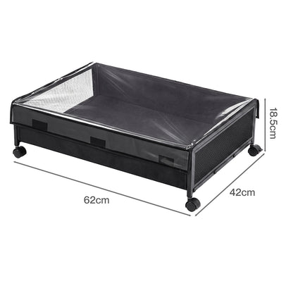 Levede 2Pcs Under Bed Storage Box Wheels Clothes Organizer Dustproof 48L