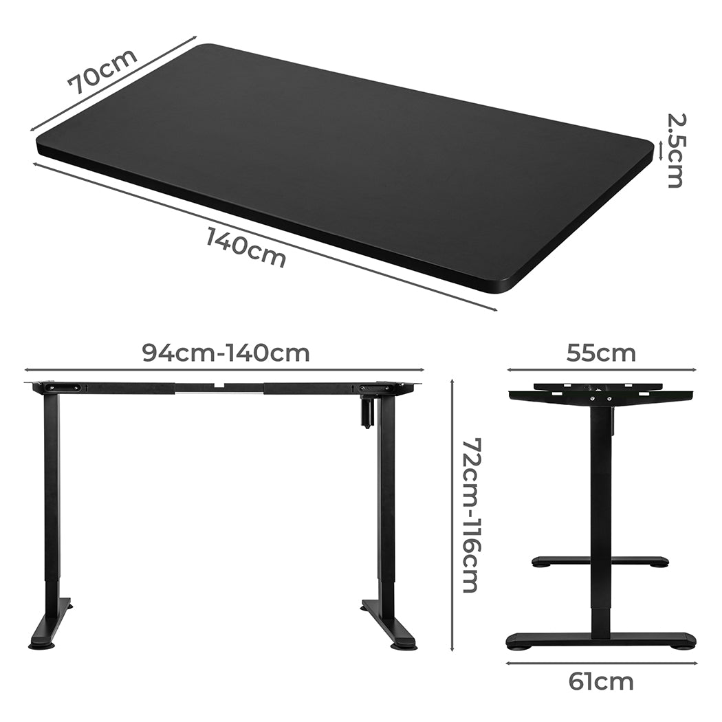 Elegant Motorised Standing Desk Adjustable 140cm Black 1000x 1MM