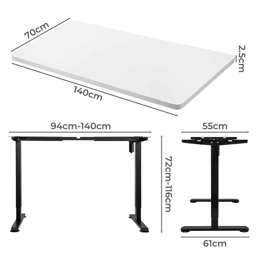 Contemporary Motorised Standing Desk Adjustable 140cm White 1000x 1MM