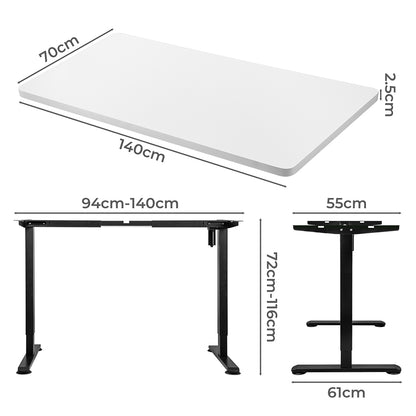 Contemporary Motorised Standing Desk Adjustable 140cm White 1000x 1MM