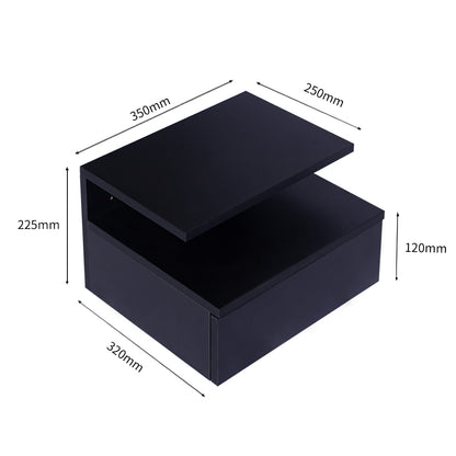Functional 2x Bedside Tables Side Table Black  Wood Finish Classic