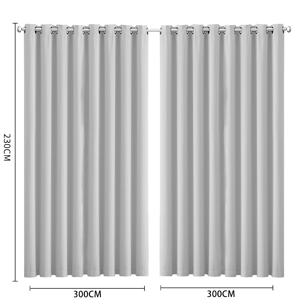2x Blockout Curtains Panels 3 Layers Grey
