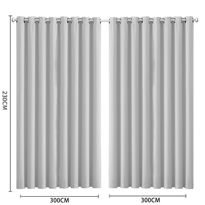 2x Blockout Curtains Panels 3 Layers Grey