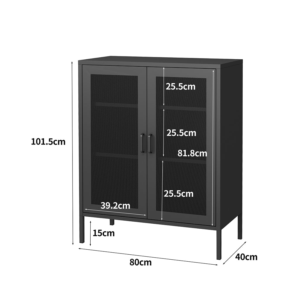 Elegant Storage Cabinet Steel Kitchen Black  Space-Saving Design