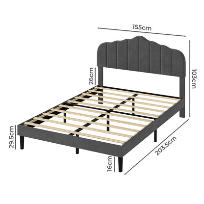 Grey Upholstered Queen Bed Frame 203.5x155x103cm