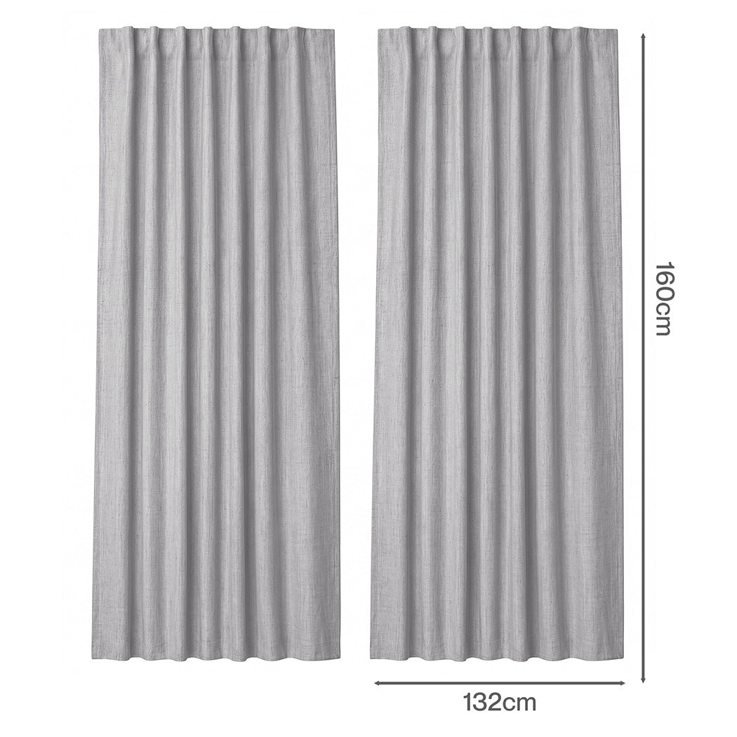 Marlow Blackout Curtains 2 Panels Thermal Linen Look Blockout Drapes Grey