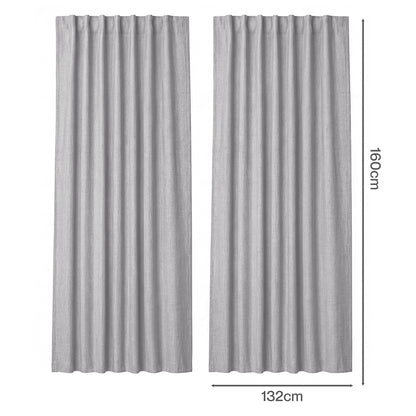 Marlow Blackout Curtains 2 Panels Thermal Linen Look Blockout Drapes Grey