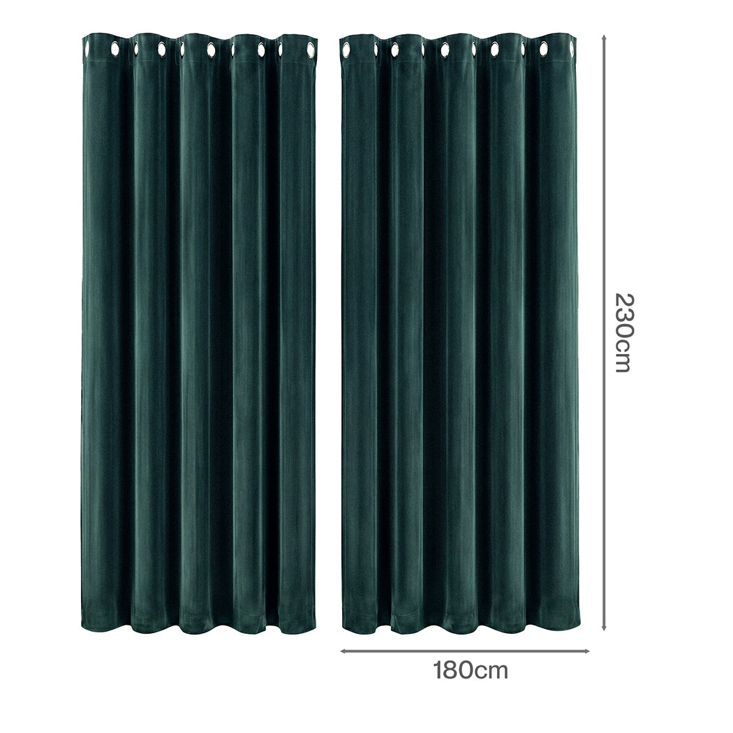 Marlow Blackout Curtains 2-Panel Velvet Room Darkening Eyelet Curtains 180x230cm