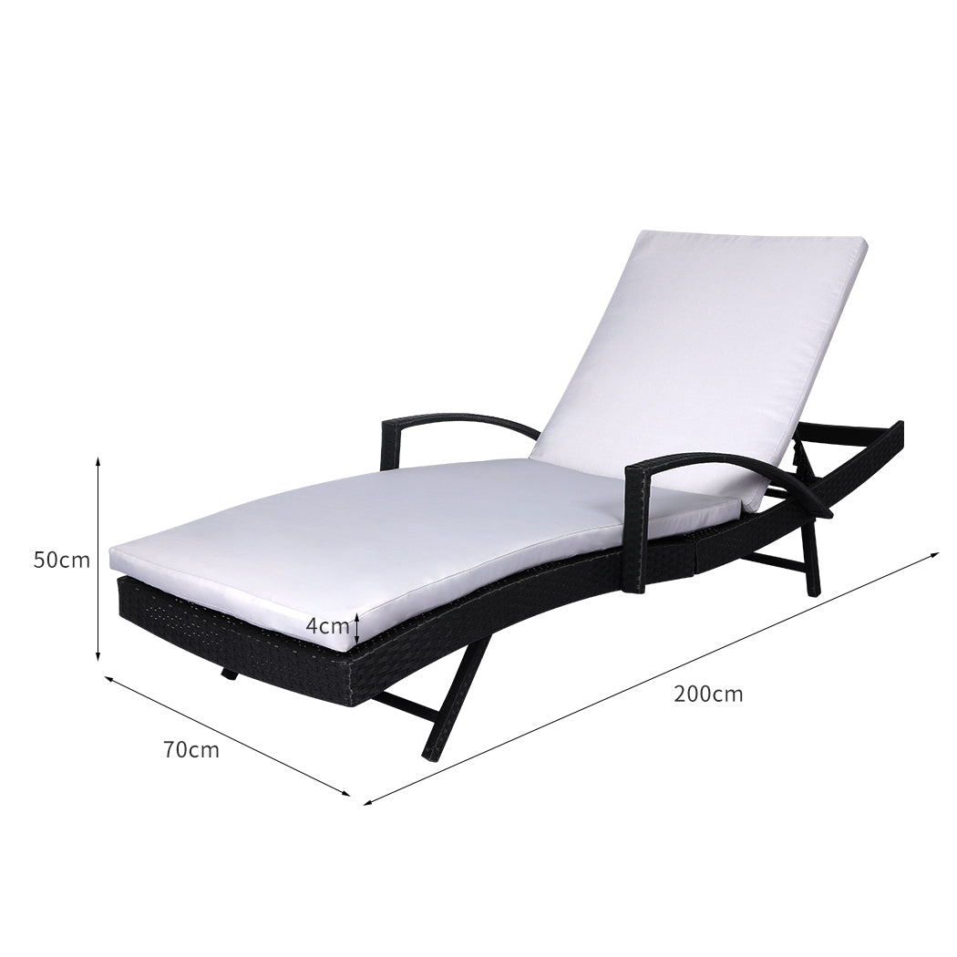 Sun Lounger Wicker Lounge Outdoor Grey