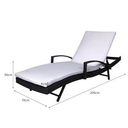 Sun Lounger Wicker Lounge Outdoor Grey