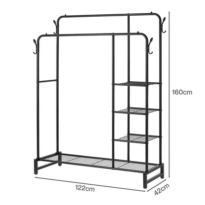 Double Rail Clothes Rack Black 122x42x160cm