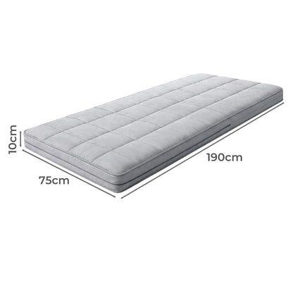 Portable Foam Mattress Single 190x75x10cm