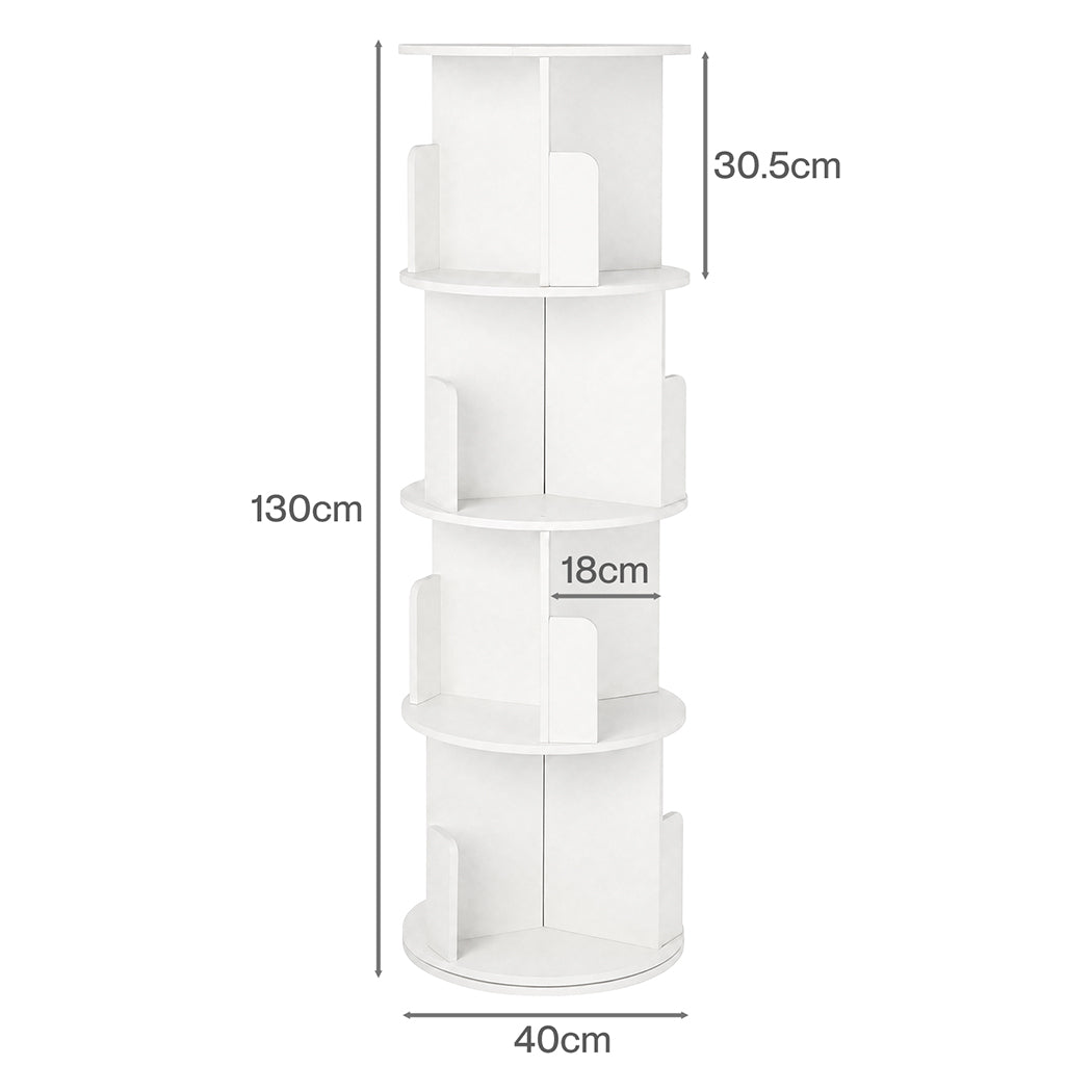 Rotating Bookshelf Corner 4 Tier White