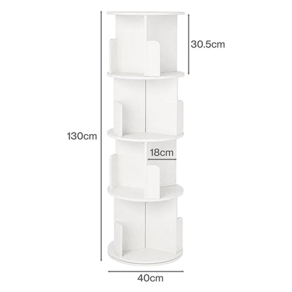 Rotating Bookshelf Corner 4 Tier White
