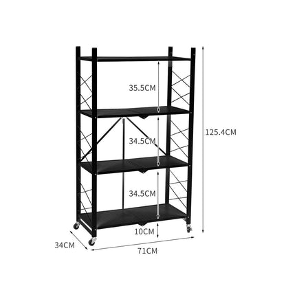 Foldable Storage Shelf Display Black 4 Tiers