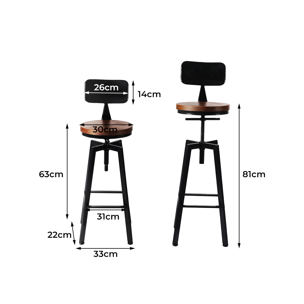 Compact 4x Bar Stool Kitchen Wooden Metal  Foldable Function