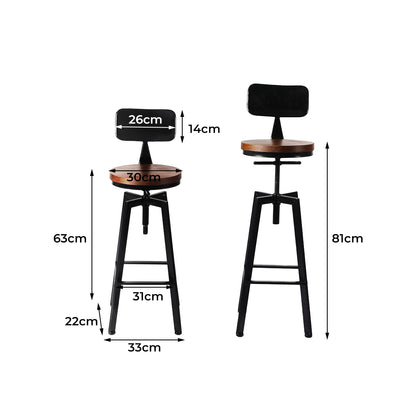 Compact 4x Bar Stool Kitchen Wooden Metal  Foldable Function