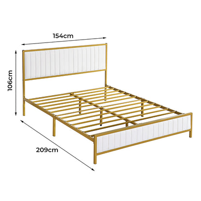 Compact Metal Bed Frame Under Bed Storage Queen Beige  Adjustable