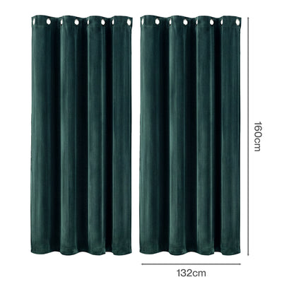 Marlow Blackout Curtains 2 Panels Velvet Room Darkening Eyelet Curtains Green