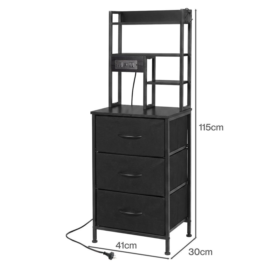 Bedside Table With Charging Station 41x30x115cm