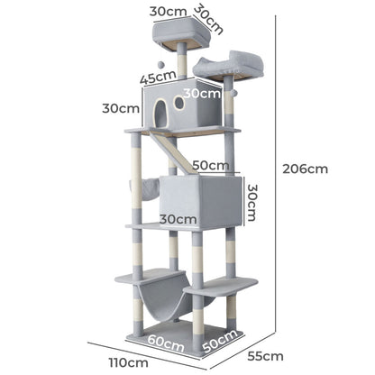 Cat Tree Scratching Post Tower 50x60x206cm