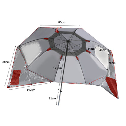 Beach Umbrella Outdoor Umbrellas Red 2.13M