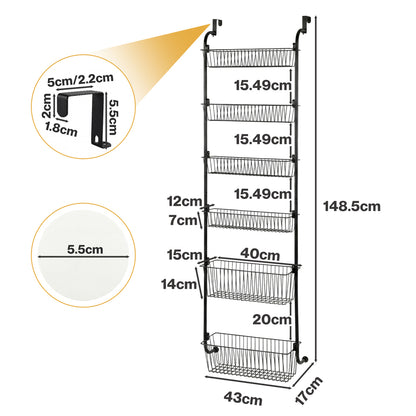 Over Door Pantry Organiser 6 Tier Metal Rack | HomeAndLiving - 4