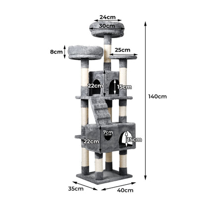 Cat Tree Scratching Post Grey 35x40x141cm