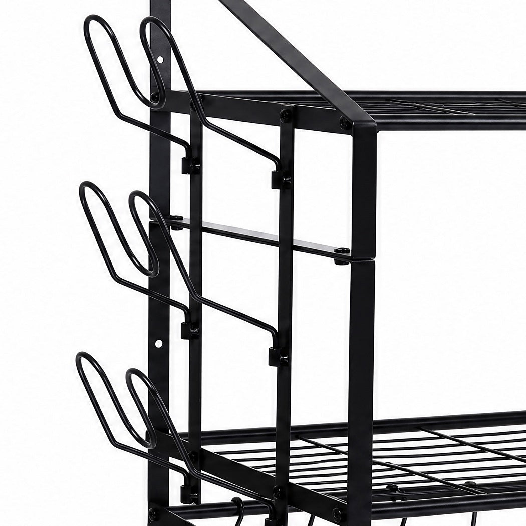Toque Pot Rack Wall Mounted 2 Tier Hanging Cookware Organizer 20 Hooks Pan Rack