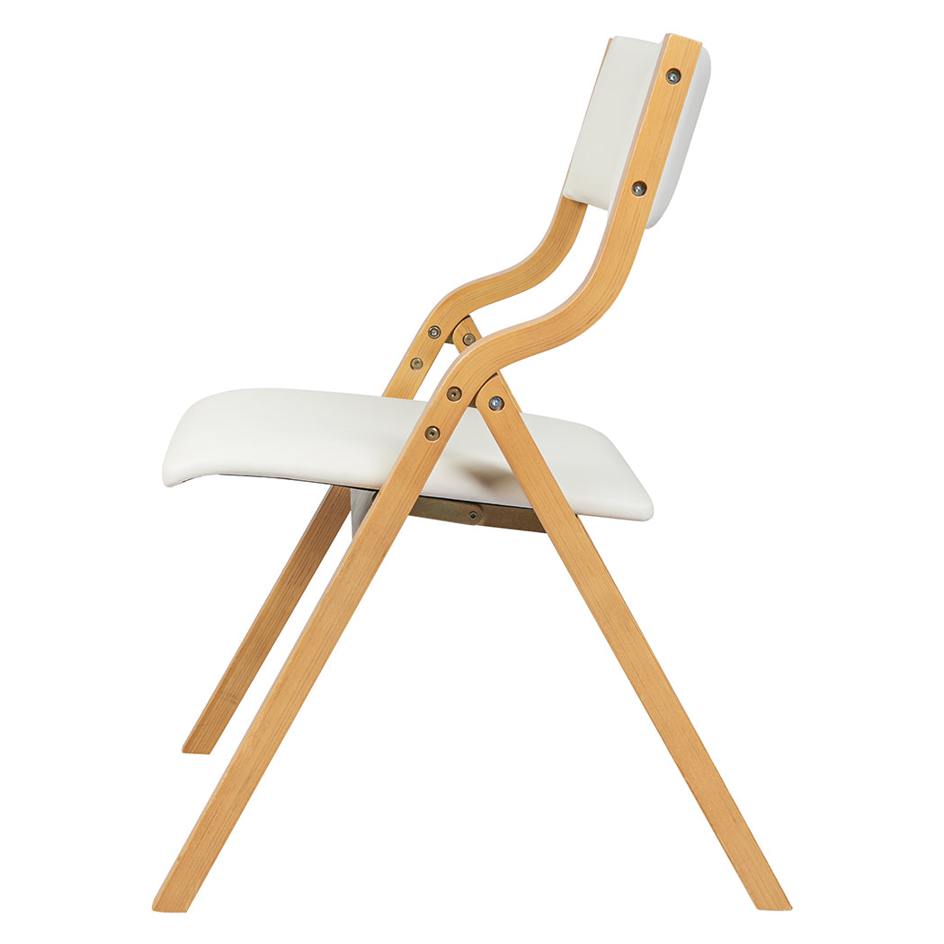 Stylish 4x Dining Chairs Foldable PU Beige  Sleek Modern Look