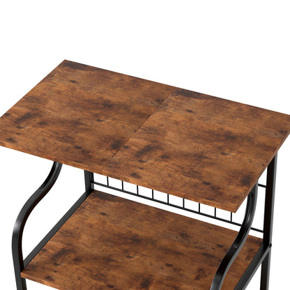 Side Table 3-Tier Storage Brown 50x30cm