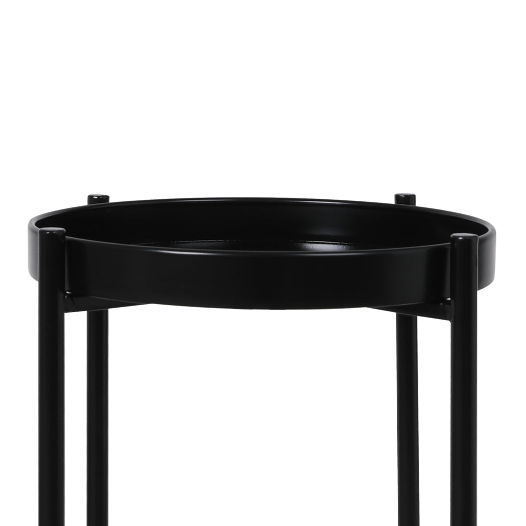 2 Tier Plant Stand Outdoor Indoor Black Large