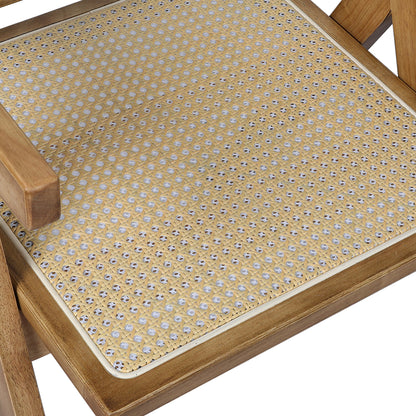 Functional 1x Dining Chair Solid Wood Rattan Natural  High Back