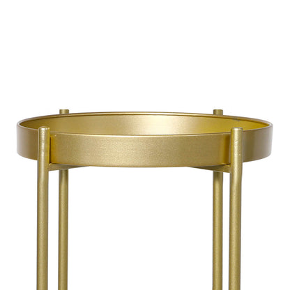 2 Tier Plant Stand Metal Flower Gold Medium